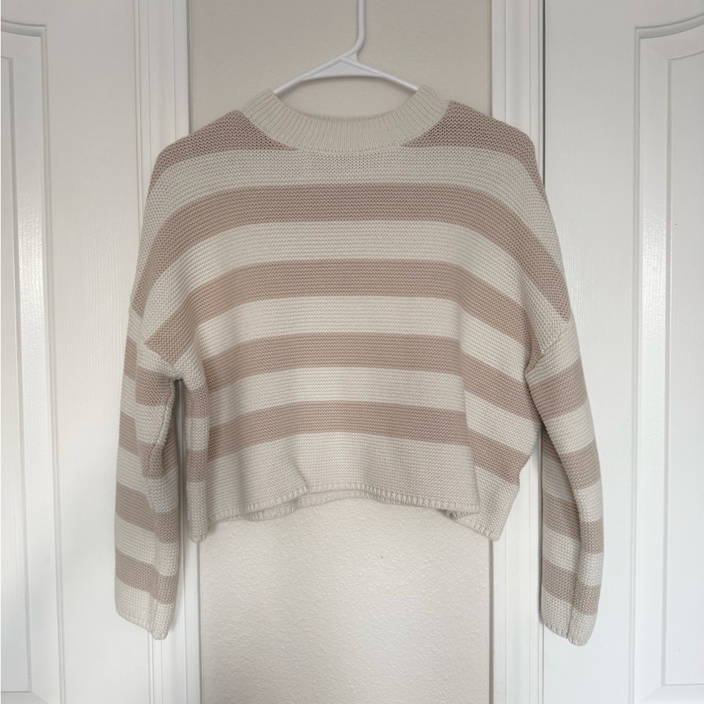 moon & madison Beige and Cream Striped Sweater